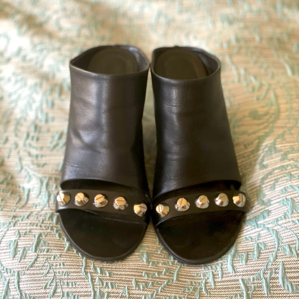 Balenciaga Studded Leather Wedge Sandals size 38